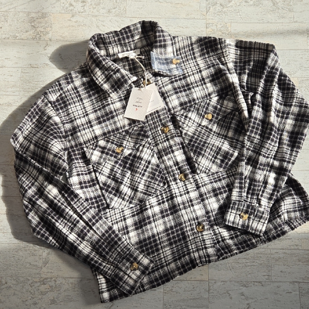 NWT Beachlunchlounge Shacket Shirt Jacket Size XS Small Flannel